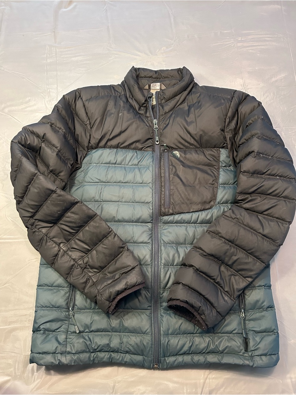 Mountain Hardwear Black and Teal Quilted Puffer Coat